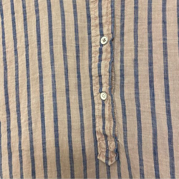 Dear John Channing Shirt Linen Striped lavender lagenlook boho coastal Beach L - Picture 6 of 8